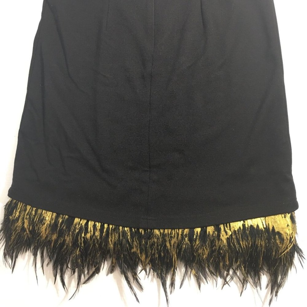 Wendy Williams Feather Skirt Size 6 black gold